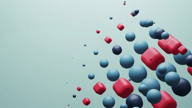 Geometric abstract background loopable animation. 3d motion graphics. Spheres and cubes