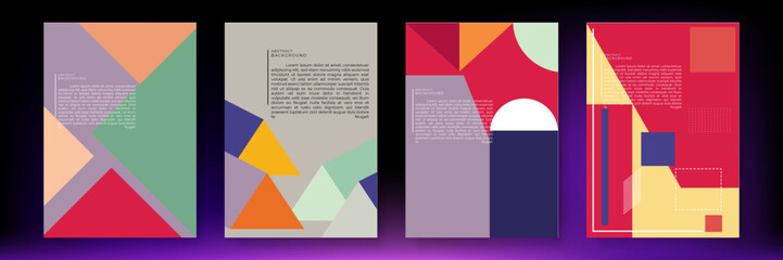 Vector illustration. Abstract geometric surreal minimal poster background. Memphis pattern. Geometric shape. Design elements for poster, magazine, book cover, brochure. Retro futuristic art design.