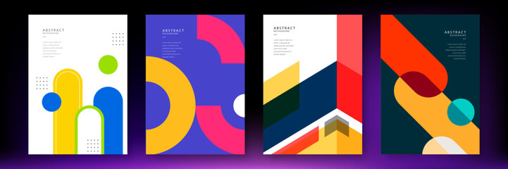 Abstract geometric poster cover design with minimal futuristic corporate concept. Geometric shape. Design elements for poster, magazine, book cover, brochure. Retro futuristic art design. Flat color