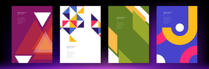 Abstract geometric poster cover design with minimal futuristic corporate concept. Geometric shape. Design elements for poster, magazine, book cover, brochure. Retro futuristic art design. Flat color
