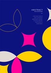 Colorful neo geometric background. Minimal color geometrical shapes. Modern abstract promotional flyer background vector illustration. Geometric template poster, brochure memphis pattern