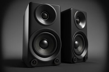 Obraz premium speakers on black background, generative ai