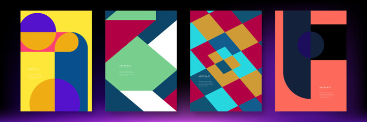 Modern abstract covers set, minimal covers design. Colorful geometric background, vector illustration.