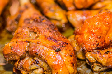 crispy tasty fried chicken wings at christmas macro