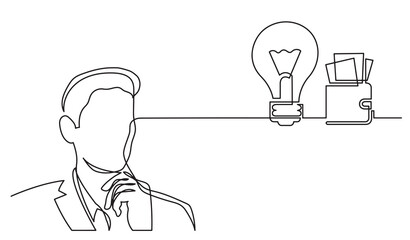 one line drawing of person thinking solving problems finding solutions  concept  - PNG image with transparent background