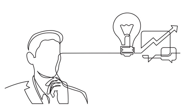one line drawing of person thinking solving problems finding solutions  abstract  diagram  - PNG image with transparent background