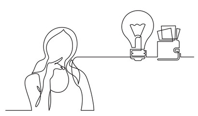 one line drawing of person thinking solving problems finding solutions  drawing  presentation  - PNG image with transparent background