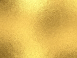 Gold foil background with light reflections. Golden textured wall. 3D rendering