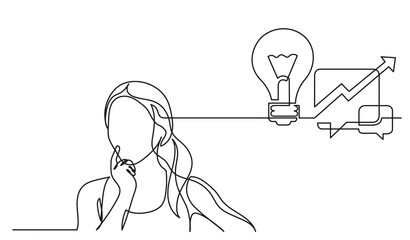 one line drawing of person thinking solving problems finding solutions  picture  concept  - PNG image with transparent background