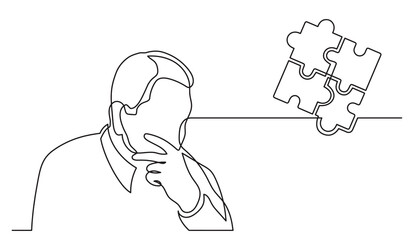 one line drawing of person thinking solving problems finding solutions  visual  - PNG image with transparent background