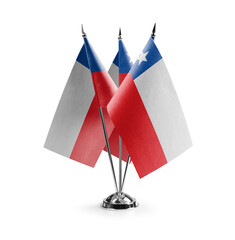 Small national flags of the Chile on a white background