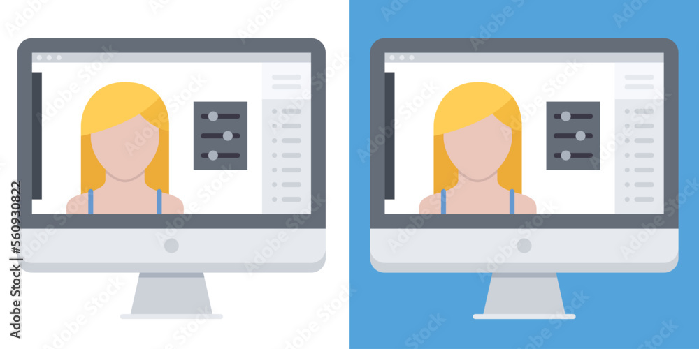 Aufkleber flat vector design of photo editing computer program. digital drawing program for photographer, phot