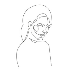 Abstract Beauty Woman Head Line Art Vector Drawing. Style Template with Abstract Female Face in Modern Minimalist Simple Linear Style. Beauty Fashion Design 