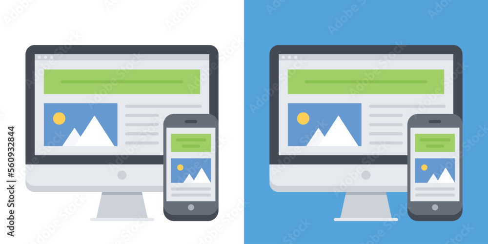 Aufkleber flat responsive web and app design concept website development devices, vector illustration of respo
