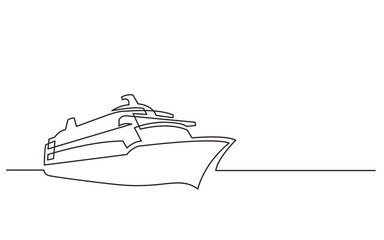 continuous line drawing cruise ship - PNG image with transparent background