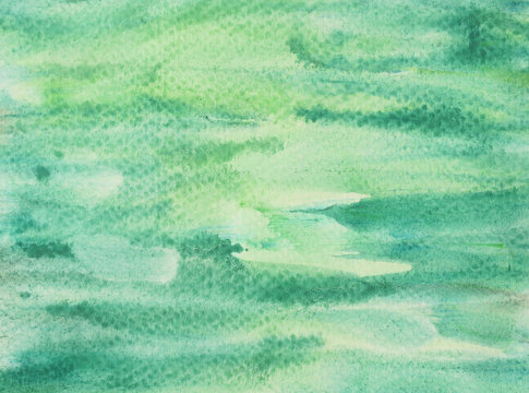 Abstract background and texture pattern blue with yellow and green color flow on white background, Illustration watercolor hand draw and painted on paper