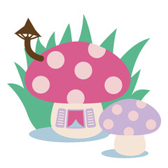 Cute garden fairy house vector cartoon illustration