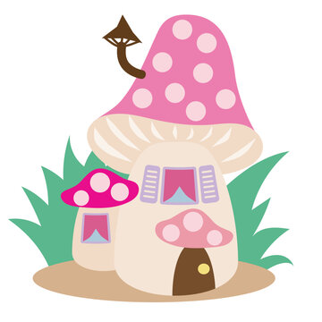 Cute garden fairy house vector cartoon illustration