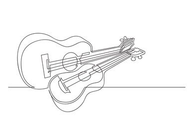 Obraz premium continuous line drawing two hawaiian ukuleles - PNG image with transparent background