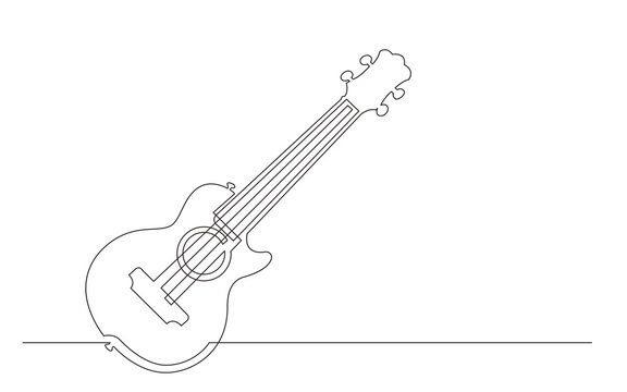continuous line drawing soprano ukulele with cutaway - PNG image with transparent background