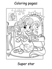 Super star singer unicorn combs her mane in the dressing room kids coloring