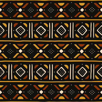Tribal seamless pattern. Traditional African mud cloth, bogolan.