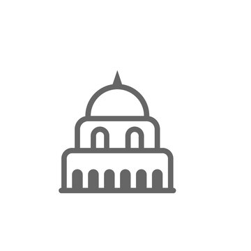 White House Line Icon. Graphic Resource Template, Vector Illustration.