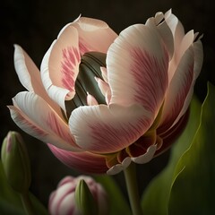 pink tulip on black background