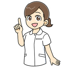 案内紹介する女性の看護師のイラスト