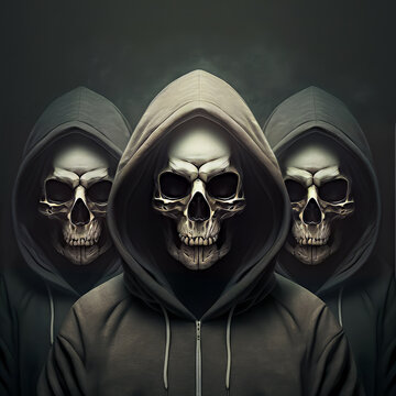 Skulls Wearing Hoodies, dark edgy images