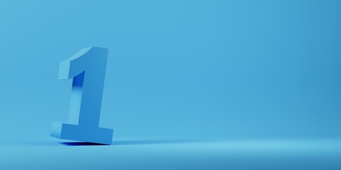 3D render of No 1 on blue background
