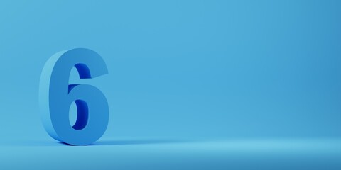 3D render of No 6 on blue background