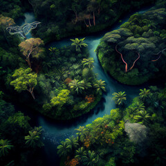 tropical island in the jungle