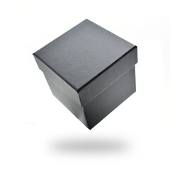black paper box on white background, packaging industry