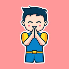 Boy expression cute sticker illustration