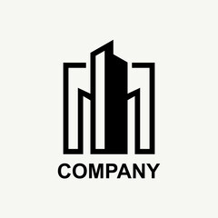 Vector building design logos with line art style.