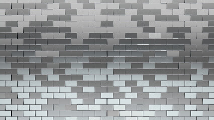 Luxurious Tiles arranged to create a 3D wall. Polished, Rectangular Background formed from Silver blocks. 3D Render