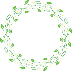 Round border frame with white flowers