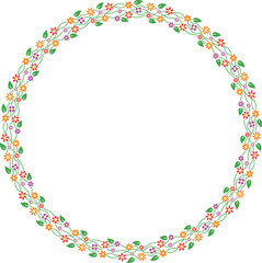 Round border frame with flowers