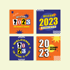 Happy new year 2023 instagram social media post collection template
