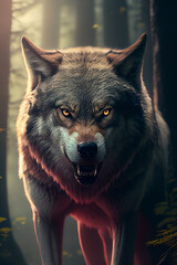 Wunderschöner Wolf im Wald - Ai generiert