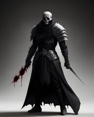 Naklejka premium AI Digital Illustration Skull Master Gothic Warrior