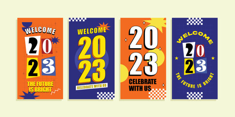 Happy new year 2023 instagram social media stories collection template