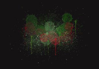 Exploding paint spill on black background .Artistic background .