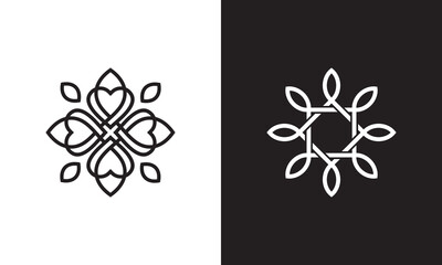 black whit leaf logo vector design, minimalist and clean. 