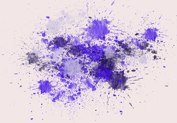 Fototapeta na wymiar Splashes of black and lilac paint on a white background .