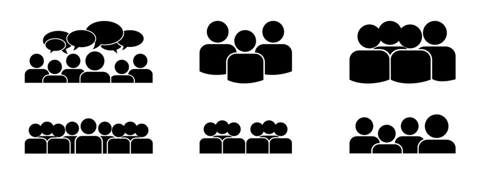 Isolated Group Of People Icon Set - Flat Illustrations For Apps And Websites