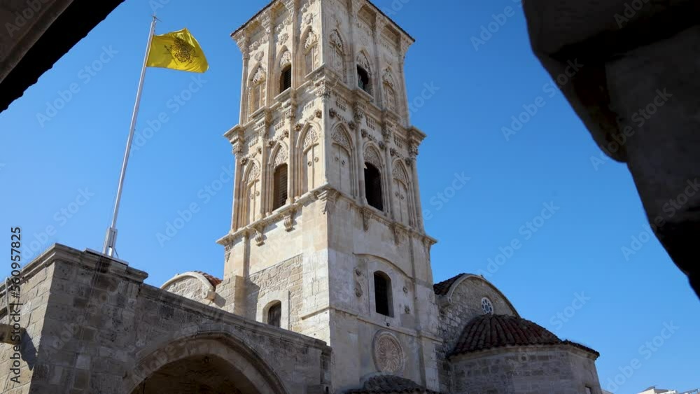 Sticker Church of Saint Lazarus on St Lazarus Square in Old Town of Larnaca, Cyprus, 4k