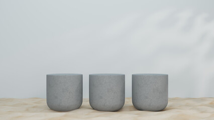 3d rendering mock up scene with podium geometry shape for product display.  Cosmetic bottle