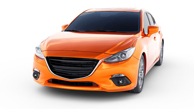 Tokyo. Japan. January 12, 2023. Mazda 3. city car with blank surface for your creative design. 3D rendering.